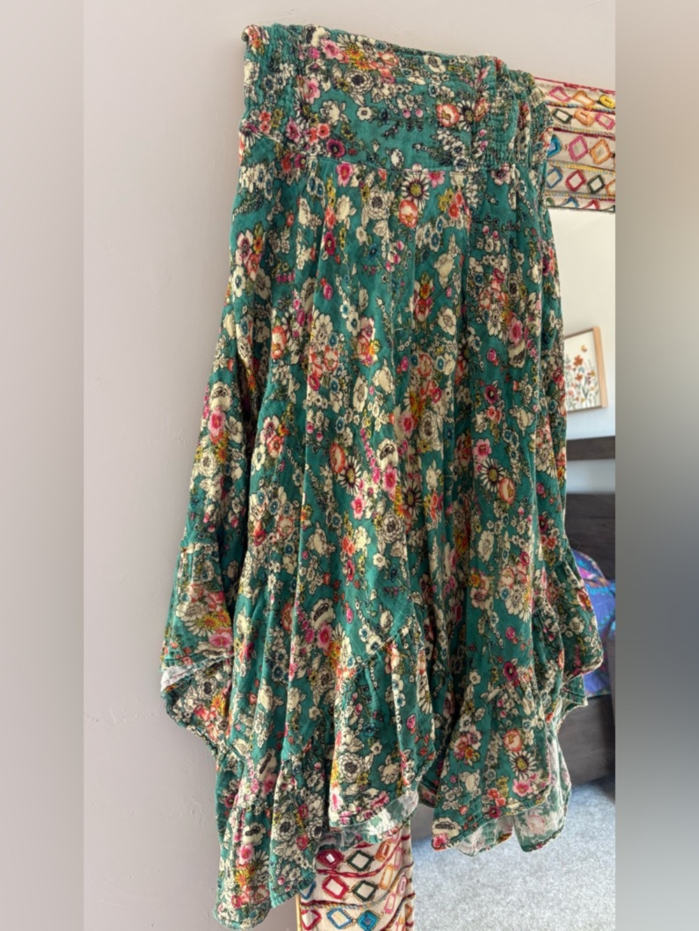 NATURAL LIFE Teal Floral Maxi Skirt